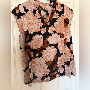 Who What Wear Floral Blouse - Black and Cream